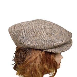 Vintage Glen Eske Ireland Genuine Wool Donegal Tweed Woven Newsboy Hat Large‎ 7